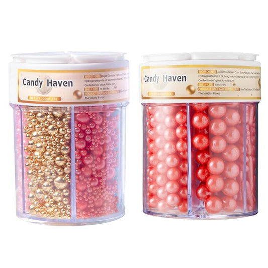 Sprinkles for Baking Edible Sugar Confetti, Nonpareils & Sugar Pearls - Six Pearl Sprinkles Mix Cake Decorations, Cookies, Cupcakes, Dessert Toppings (Spring Pastel Colors) Bundle