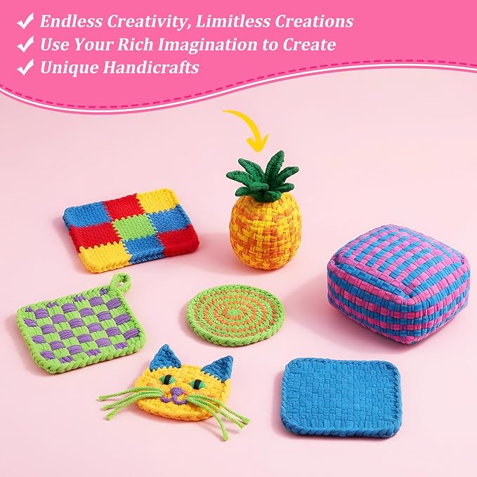Kifmurase 1000 Pcs Refill Loops for 7 Inch Weaving Loom, 10 Colors Loom Loops for Potholder Making, Elastic Weaving Loop Craft Flexible Loom DIY Kit Craft Bands for Adults DIY Projects Gifts (Macaron)