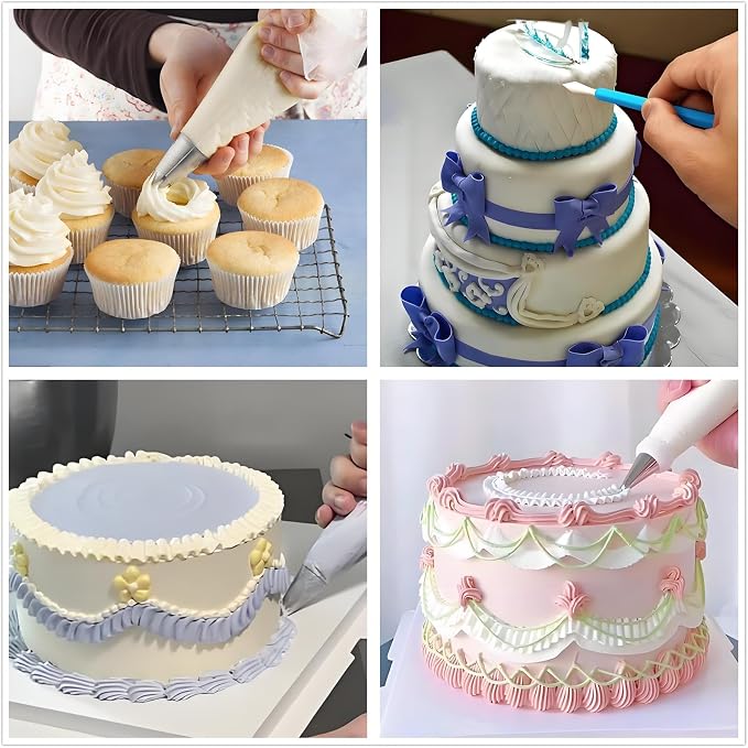 Piping Bags and Tips Set, 130 Pcs Baking Supplies | 48 Numbered Icing Tips, 7 Russian Tips, 1 Ball Tip, 2 Leaf Tips, 50 Pastry Bags & More for Cake Cupcake Decorating