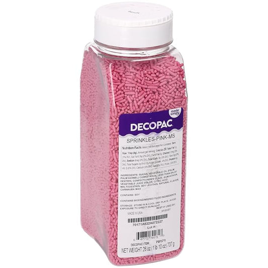 Decopac Made Simply Pink Sprinkles | 26oz | Dye Free Sprinkles For Cake Decorating, Free From Artificial Flavors & Colors, Edible Cake Decorations For Cakes, Cupcakes, Ice-Cream, Cookies - Pink