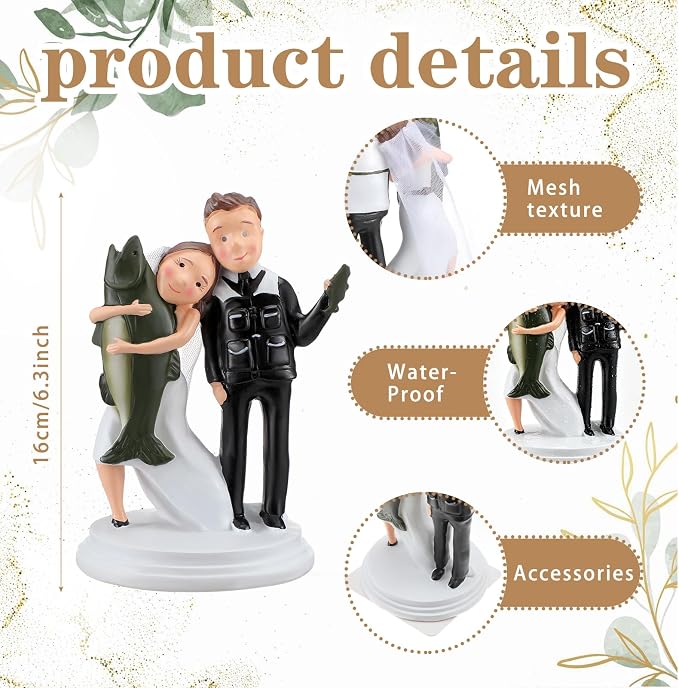 Remerry 4.5" Wedding Bride and Groom Cake Topper Vintage Elegant Wedding Cake Topper Couple Figurine Novios Para Pastel for Engagement Romantic Funny Couple Statue Anniversary(Come Back Loaded,White)