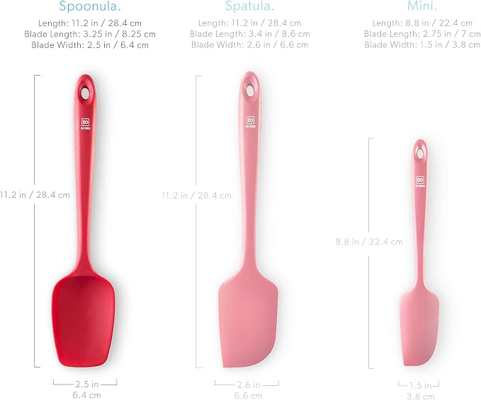 DI ORO Silicone Spoon Spatula - 600°F Heat-Resistant Large Silicone Spoonula Scraper - BPA Free Nonstick Cookware Safe Rubber Kitchen Utensil for Baking, Cooking, & Mixing - Dishwasher Safe (Red)
