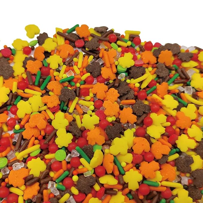 Homankit Thanksgiving Sprinkles Autumn Fall Sprinkles Edible Maple Leaves Confetti Sprinkle for Baking Cake Cupcake Toppers Cookie Donut Dessert Decoration 3.53 Ounces