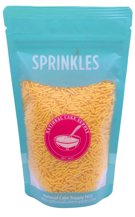 NCS Yellow Jimmies Edible Sprinkles – Cupcake, Cake & Cookie Decorations, 7 oz