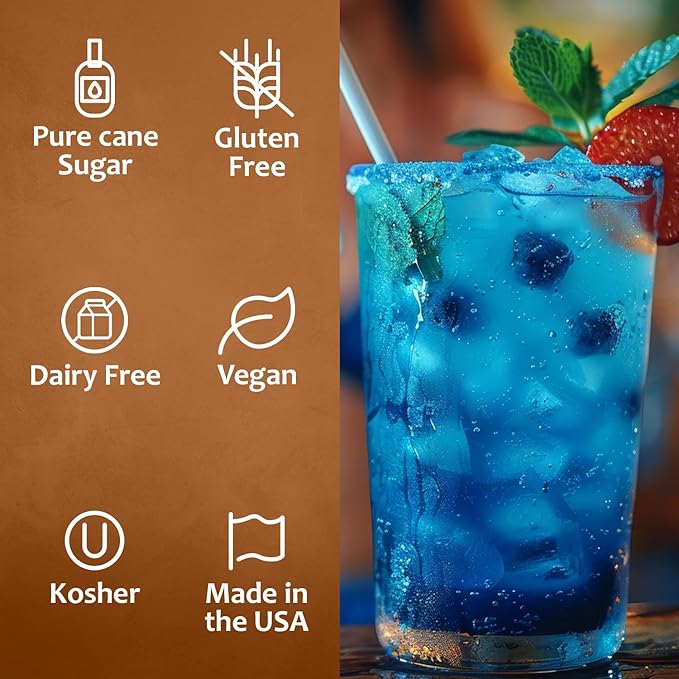 Syruvia Blue Raspberry Syrup, Flavored Syrup for Cocktails, Fruit Drinks, Lemonades, and Desserts – 25.4 fl oz - with Pump