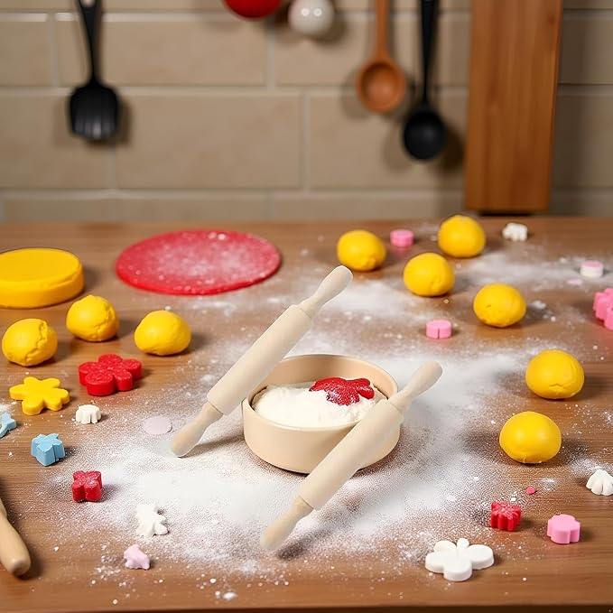 2Pcs Wooden Mini Rolling Pin Baking Small Dough Rolling Pin for Fondant Pastry Pizza Crafting and Imaginative Play for Christmas Presents Mini Pins Kitchen Dining (6 Inch)