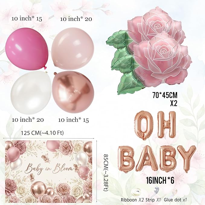 Mother's Day Party Decorations Kit - with Dusty Pink Rose Gold Balloon Arch Kit - Flower Foil Balloons for Mother's Day Party Decorations, Best Mom Ever Floral Party Supplies