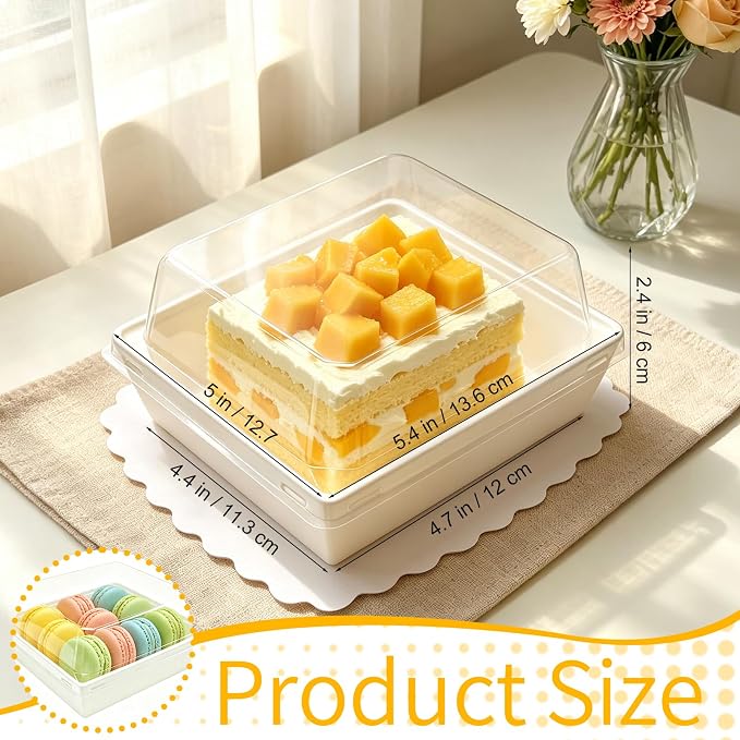 Nexboraque 100 Pack Small Charcuterie Boxes with Clear Lids, 5 Inch White Disposable Paper Bakery Dessert Sandwich Box Mini to Go Food Containers for Cookie, Sushi, Cake Slice, Muffins