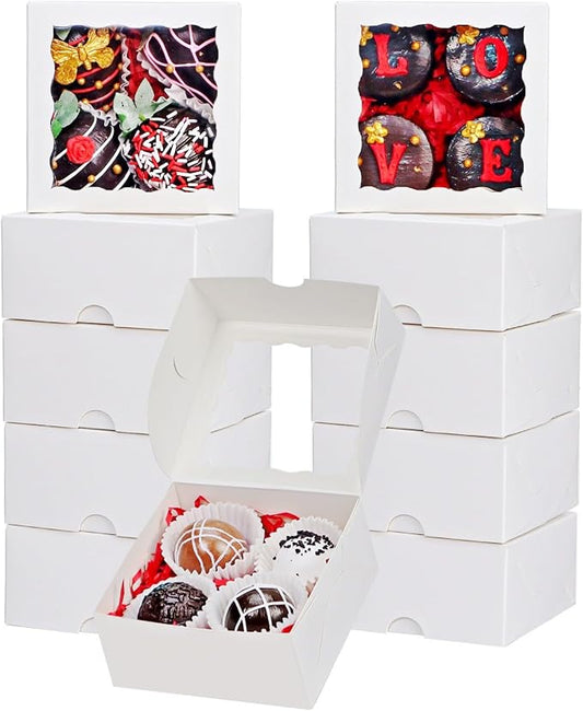 80 Pack 4x4x2 Inches Small Bakery Treat boxes Cookies Boxes Mini Baking Boxes for Cake,Pie, Cinnamon Roll Treat,Chocolate Truffle Box Party Wedding Favor