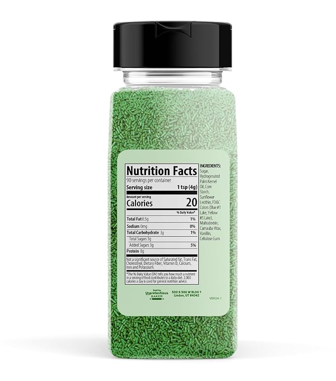 Unpretentious Green Sprinkles, 2 Cups, Bright & Colorful, Decorative & Fun Topping for Baking