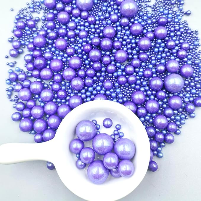 Edible Pearl Sugar Sprinkles Purple Candy Mixing Size Baking Edible Cake Decorations Cupcake Toppers Cookie Decorating Celebrations Wedding Valentines Easter Halloween Christmas Supplies 120g/ 4.23oz