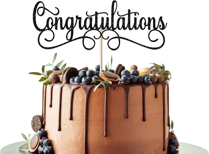 Congratulations Cake Topper, Class of 2026 Cake Topper, Congrats Grad Party Decorations Supplies, High School Graduation/College Graduate Party Decoration Supplies (Black)