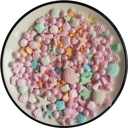 Edible Pink Ocean Mermaid Candy Sprinkles Starfish Dessert Sprinkle Shell Cake Cupcake Toppers Pearl Cookie Decorations Sweet Personalities Candy Sprinkles for Cake Decorating, 3.53 oz