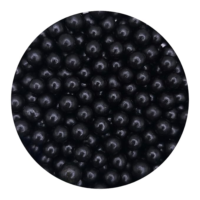 NCS Black Shimmer 4mm Edible Sugar Pearls Sprinkles – Cupcake, Cake, Cookie & Baking Decorations, 7 oz