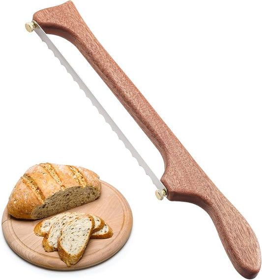 Bread Knife for Homemade Bread,Wooden Sourdough Bread for Slicing,Bow Bread Knife for Sourdough, Bow Design Easy to Cutting Even Slices,Premium Bread Slicer, Bread Saw for Homemade