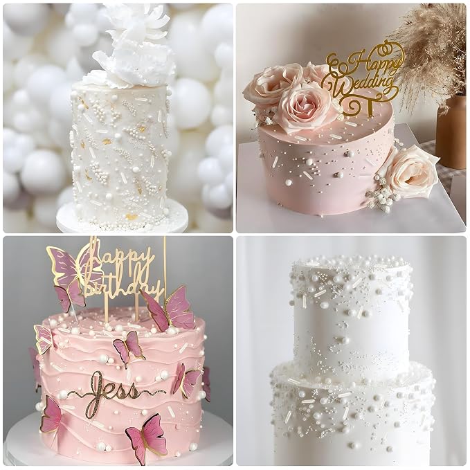 White Mix Sugar Sprinkles Edible Pearl Sugar Sprinkle Candy Pearls 118g/4.16 Oz White Sprinkles Sugars Pearl for Cake Decorating Edible Ball Sprinkle Ice Cream Toppings Wedding Chirstmas Supplies