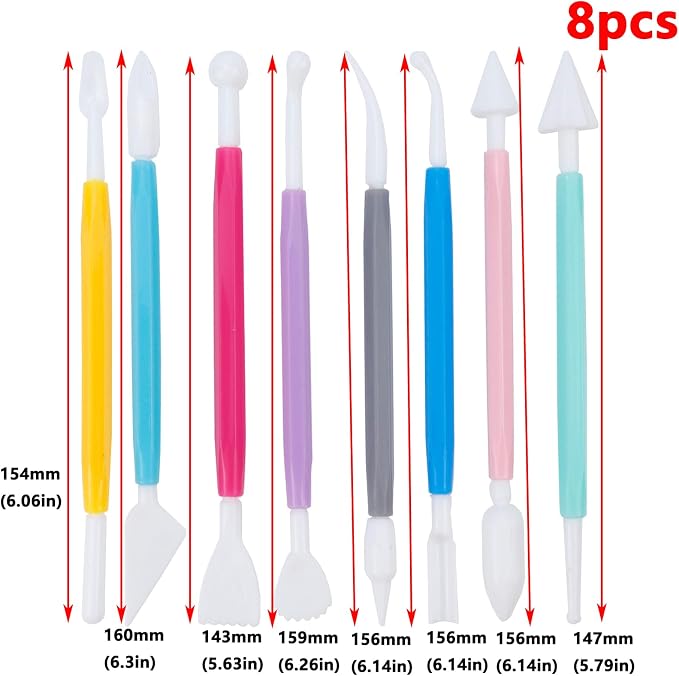 Antrader Cake Decorating Metal Ball Fondant Tool,(8Pcs + 4Pcs) | Double Ended Sculpting Tools Set for Cake Flower Sculpture Pottery