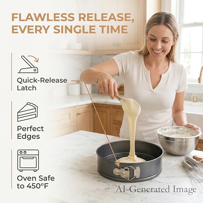 Springform Pan Set of 4,Non-stick with leak proof, 4.5/7/8.5/10Inches | Cheesecake Pan, Carbon Steel, Leakproof, Removable Bottom, Round cake pan, Baking pan