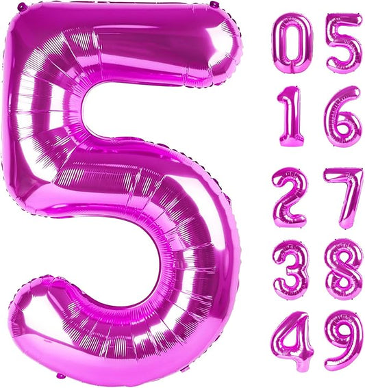 Rosy Purple 5 Balloon, Number Balloons 40 Inch, 5th Birthday Balloon Decorations, Rosy Purple Party Supplies, 5 Number Balloons, Number 5 Balloon