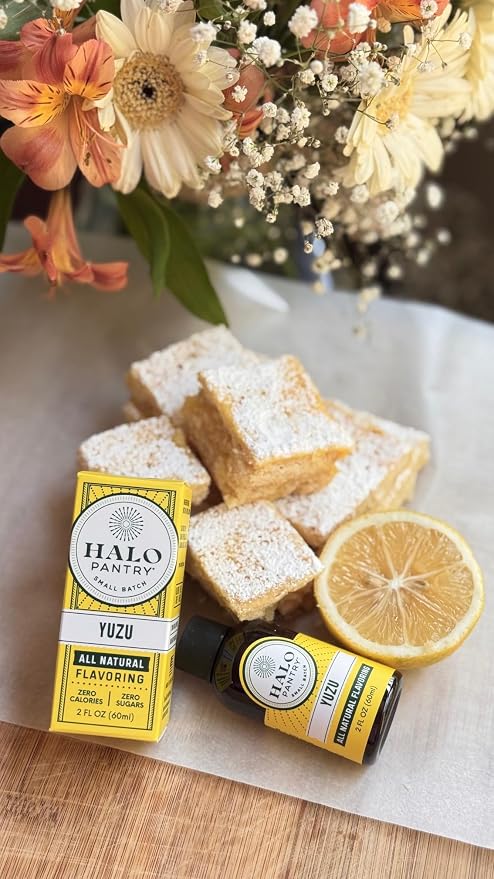 Natural YUZU Flavoring Extract by HALO PANTRY (2oz bottle) | Water-Soluble, Dye-Free/Colorless, Gluten-Free, Dairy Free, Zero Sugars, NO Sweeteners, NO Calories | Perfect for customizing ANY baking, candy, dessert or drink recipes