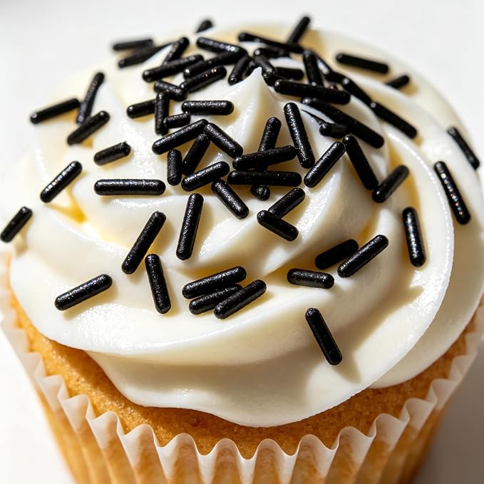 Homipooty Black Soft Jimmies Sprinkles Edible Candy Jimmies Sprinkles for Cake Decorating 78g/2.75oz Cookie Cupcake Topper Ice Cream