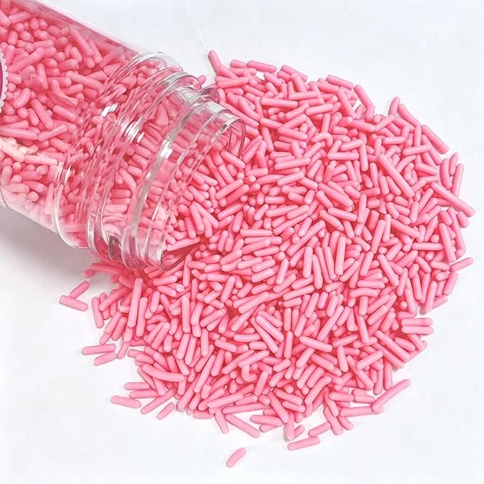 PhilaeEC Pink Jimmies Sprinkle Edible Soft Jimmies Sprinkle for Cake Decoration Cupcake Topper Cookie Baking Decorations Halloween Christmas Valentine Supplies 2.75oz/78g