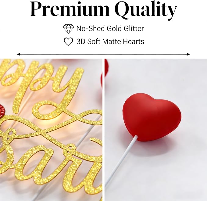 Acrylic Happy Birthday Cake Topper Durable Reusable Perfect for Birthday Cakes, Cupcakes, Dessert Tables Ideal for Kids Adults Birthday Celebrants (Gold,Red)