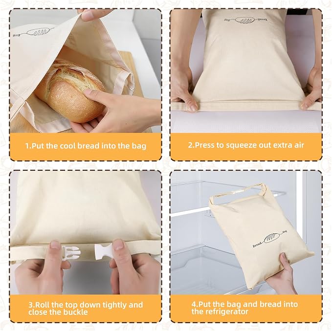 2 Pack Beeswax Bread Bags for Sourdough Homemade Bread, XL Reusable Bread Storage Bag, Organic Waxed Line and Linen Fabric Bread Bag for Home Bakers, Picnics Work or Gift-Giving