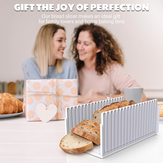 New Upgrade Bread Slicer for Homemade Breads,Bread Slicing Guide Adjustable Width, Foldable Portable Bread Cutter,Perfect Loaf Slices Every Time! Suitability for Homemade Bread, Bagel, Cakes (Clear)