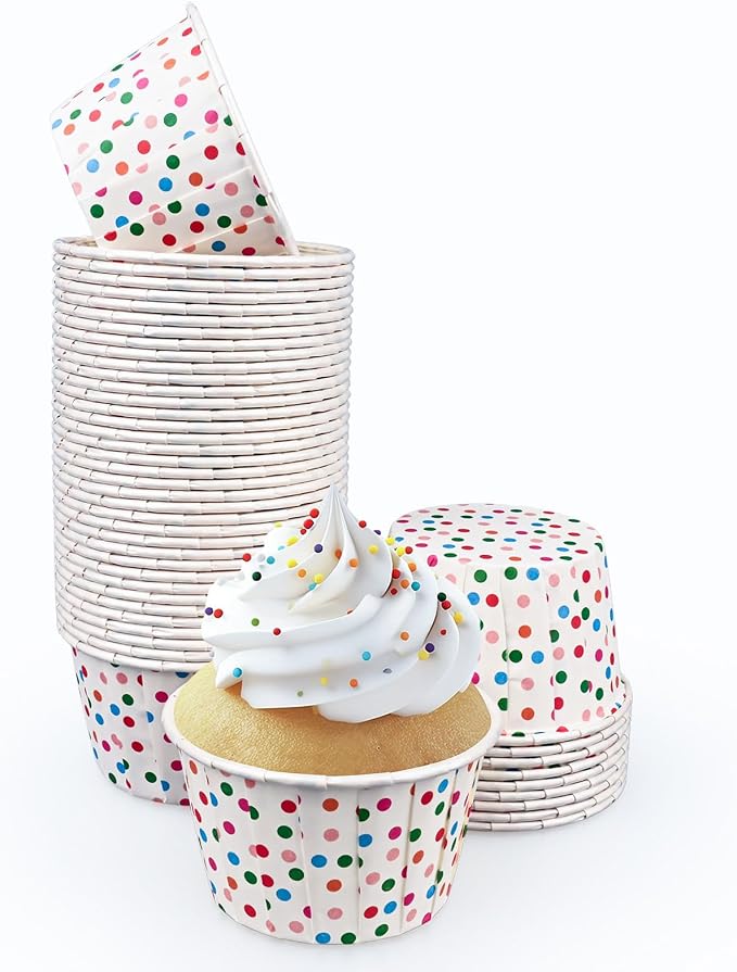 Cupcake Liners for Baking 50 Pack, Miliocry 3.5oz Mini Cupcake Cups Muffin Tins, Disposable Baking Cups Cake Containers Muffin Liners Wrappers Holders for Wedding Birthday Party Colorful Polka Dot