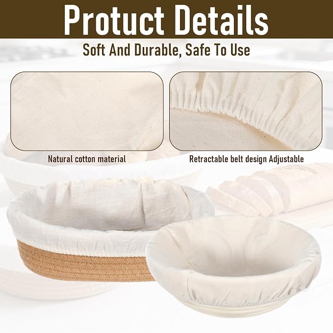 6 Pcs Banneton Liner, Reusable Proofing Basket Liner, Washable Bread Covers for Proofing, Oval Round Sourdough Covers for Proofings Baking Accessories for Home Bread Making