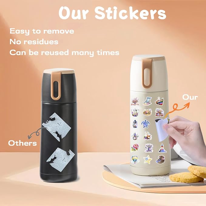 200 Pcs Cute Aesthetic Stickers Watercolor Coquette Sticker Fruit Aesthetic Vinyl Waterproof Stickers for Water Bottles Laptop Computer Skateboard Luggage