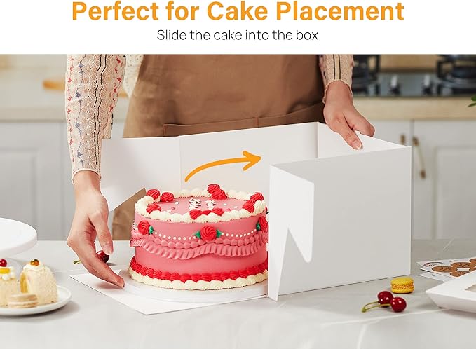 Kootek 15pcs Cake Boxes, 12x12x8 Inches Tall Cake Box with Window, White Bakery Boxes, Large Baking Boxes, Square Cardboard Cake Box for Multi-Layer Cakes, Cake Decorating Supplies for Gift Giving