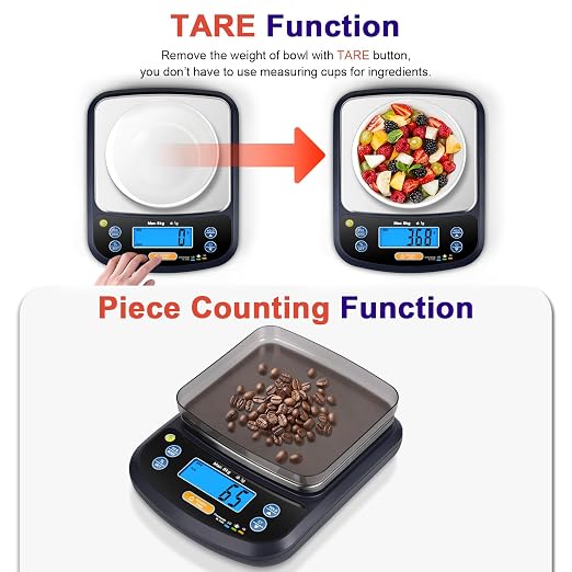 THINKSCALE Digital Kitchen Scale 17.6lb/8kg, Removable Stainless Steel Pan | Food Scale with Baker's % Percentage, IPX6 Waterproof, Tare Function for Baking, Cooking, Meal Prep, USB Adapter Included