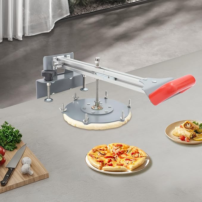 Manual Pizza Dough Press Machine 8.66in Stainless Steel Pizza Press, Pastry Sheeter with Adjustable Thickness 0.12-0.98in for Home and Commercial Pizza, Pie, Soft Roll Making
