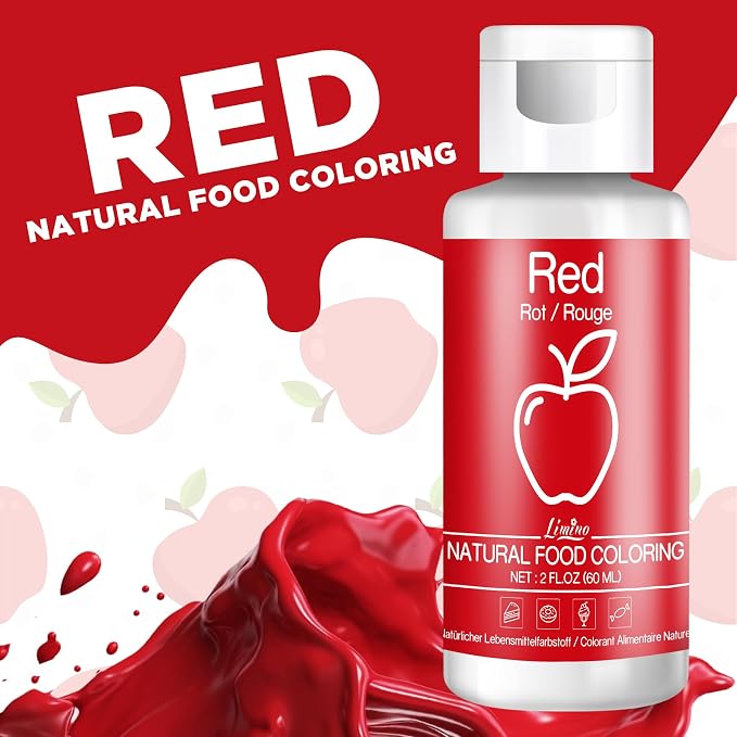 Natural Food Coloring - 2 fl.oz Plant-Based Liquid Food Coloring, Artificial Dye Free, All Nature Food Dye for Baking, Cake Decorating and Fondant, Organic Food Color for Icing, Frosting (Red)
