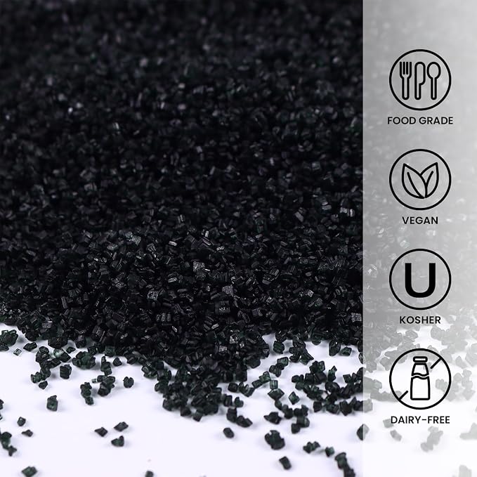 Black Sprinkles for Cake Decorating, 3.52oz Black Sanding Sugar Sprinkles, Edible Glitter Sprinkles for Cupcake Toppers Baking Drinks Cookie Ice Cream Dount Chocolate