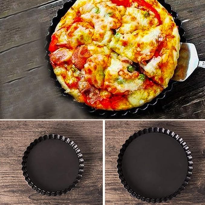 Tart Pan Removable Bottom, Pie Pans Non-Stick Pans Pie Round Fluted Tart Tins Baking Pan Mould Tray for Baking Cheese Cakes, Chocolate Tarts, Fruit Pies(8 Inch Outer Diameter)