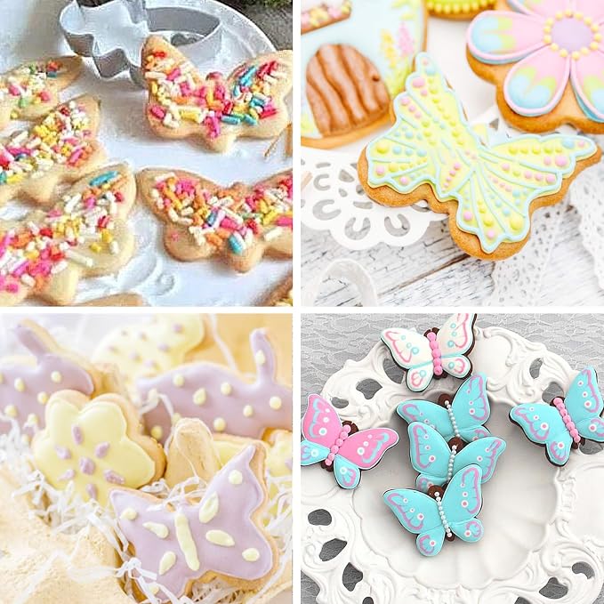5-Piece Butterfly Cookie Cutter Set – tainless Steel Biscuit Cutters for Baking, Pastry, Sandwiches & Cake Decorating – Food-Grade, Durable & Dishwasher Safe. By ENBRWAS.