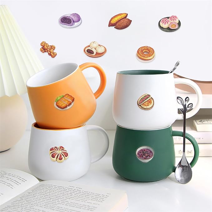 50 Pcs Delicous Foods Stickers PET Chinese Foods Stickers for Laptops Water Bottles Waterproof Transparent Decorative Decals for Phone Case Book Guitar Vinyl Decals for Kids Teens Adults