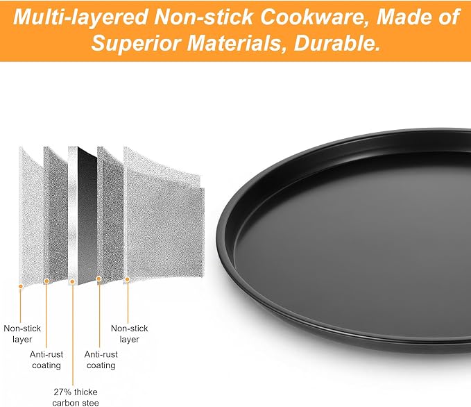 11.4 Inch Cookie Cake Pan, Round Cake Pan Round Cookie Sheet Nonstick Giant Shollow Baking Pans Cakes Tray Pans for Home Kitchen Baking