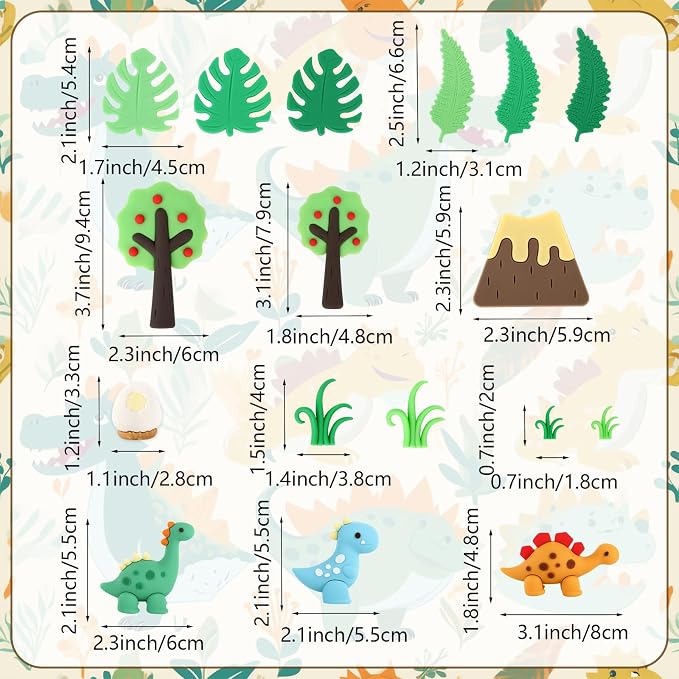 Dinosaur Cake Decorations 17PCS Dinosaur Cake Toppers for Dino Themed Party Decoration Birthday Party Decorations