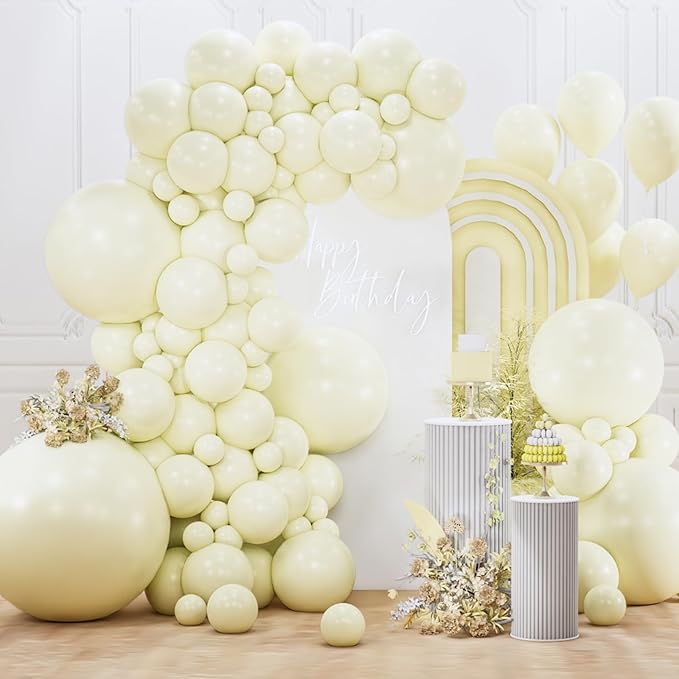 PartyWoo Pastel Yellow Balloons 127pcs Different Sizes of 36 18 12 10 5 Inch Light Pale Yellow Balloon Arch Kit Garland for Baby Shower Easter Little Cutie Bee Birthday Party Decorations Yellow-Q07