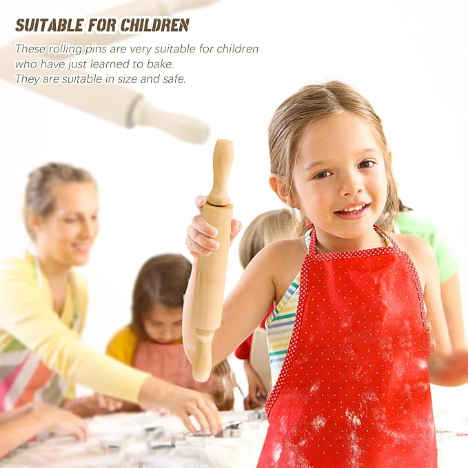 6 Pack 8 Inch Mini Wood Rolling Pin,Great for Children Kids Girls and Boys,Small Wooden Rollers for Art and Crafting,Baking,Cookie Dough,Cooking,Clay,Play Doh