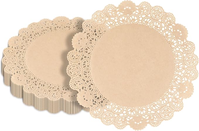 Restaurantware-Pastry Tek 12 x 12 Inch Paper Lace Doilies, 4000 Disposable Table Doilies - Elegant Lace Finish, Long Lasting, Kraft Paper Placemat, for Pastries, Cupcakes, Desserts