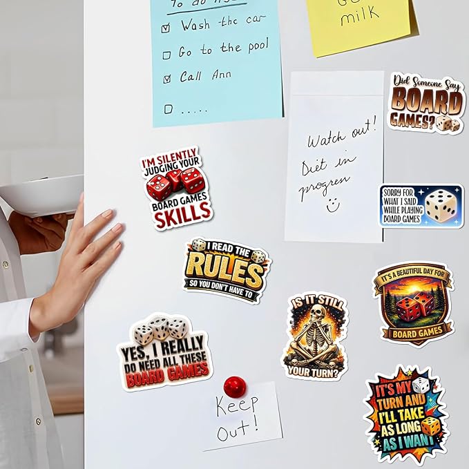 10pcs Board Game Stickers Gifts for Board Game Lovers Friends Multiple Different Design, Waterproof UV-Resistant for Water Bottle, Laptop, Window, Car