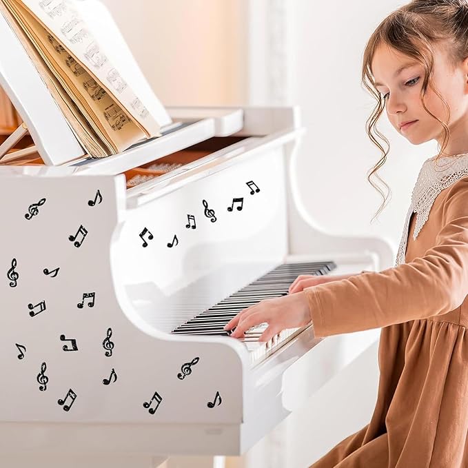 280pcs Music Stickers, Music Notes Vinyl Waterproof Stickers Musical Instruments Stickers for Water Bottles Laptops Guitars Skateboards Music Party Favors Decorations (Black Music)