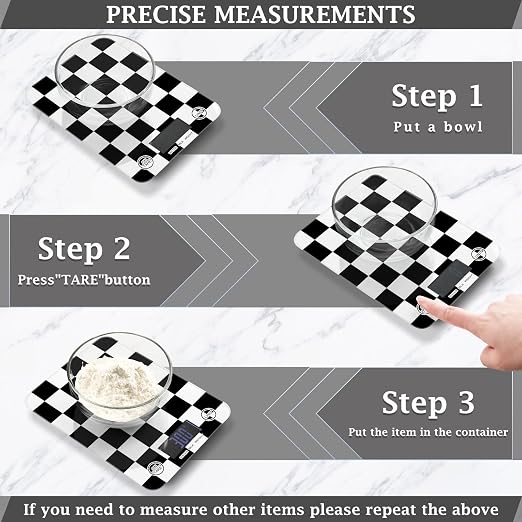 Food Scale Kitchen Scale Food Scales Digital Weight Grams and Ounces Small Electronic Food Scale for Baking Cooking Checkered Black White