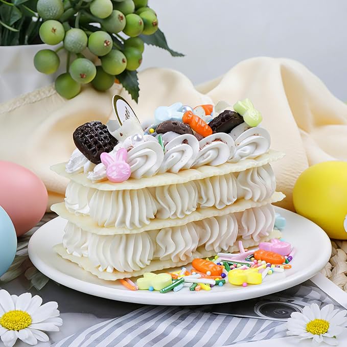 Easter Sprinkles for Cake Decorating, 11.3oz/320g Edible Pastel Sprinkles with Bunny Carrot Nonpareils Confetti Jimmies for Cupcakes Cookies Ice Cream