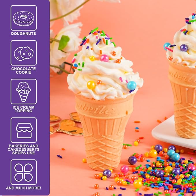 Rainbow Sprinkles for Baking - 7 oz rainbow pearls jimmies nonpareils Sprinkles Mix for Decorating - Great for Baking Cookies, Cakes, Cupcakes, and Birthday Parties
